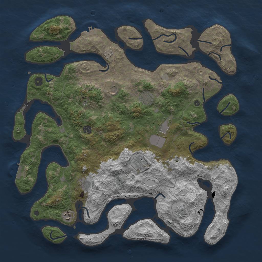 Rust Map: Procedural Map, Size: 4500, Seed: 159055786, 17 Monuments