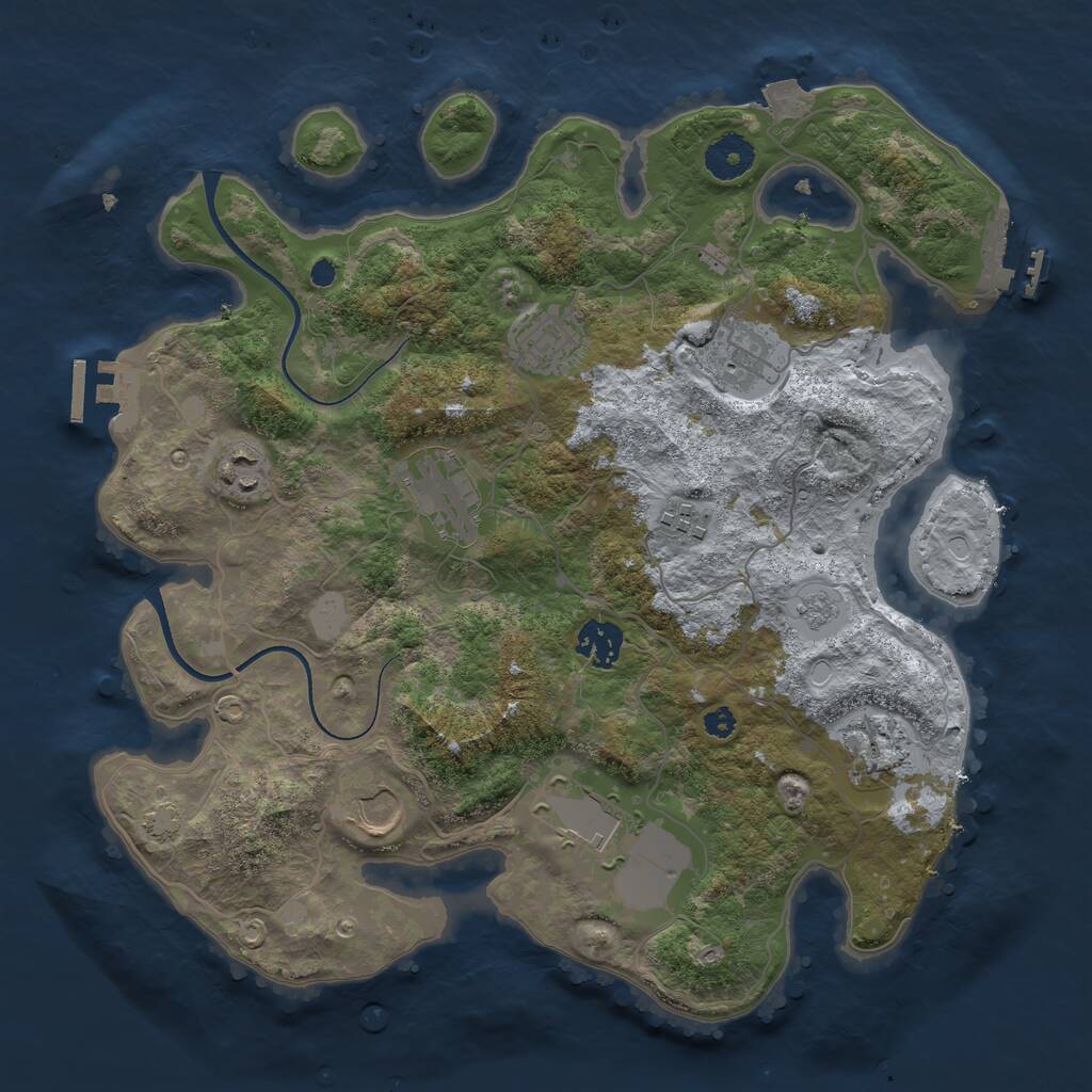 Rust Map: Procedural Map, Size: 3500, Seed: 19483, 14 Monuments