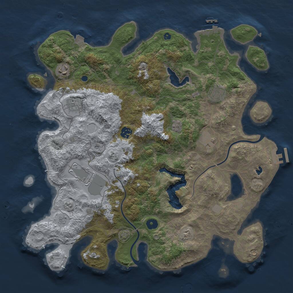 Rust Map: Procedural Map, Size: 4000, Seed: 980798, 13 Monuments