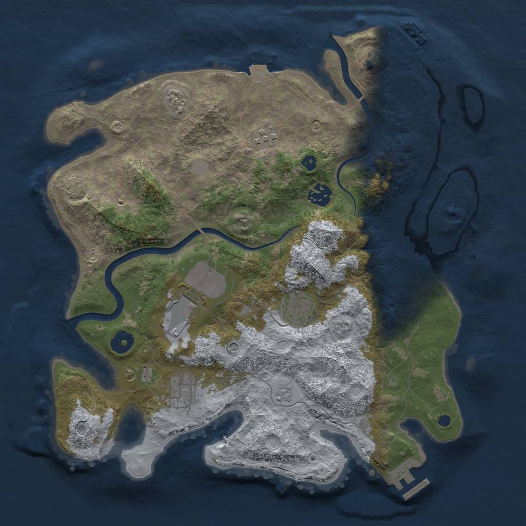 Rust Map: Procedural Map, Size: 3500, Seed: 656752427, 11 Monuments