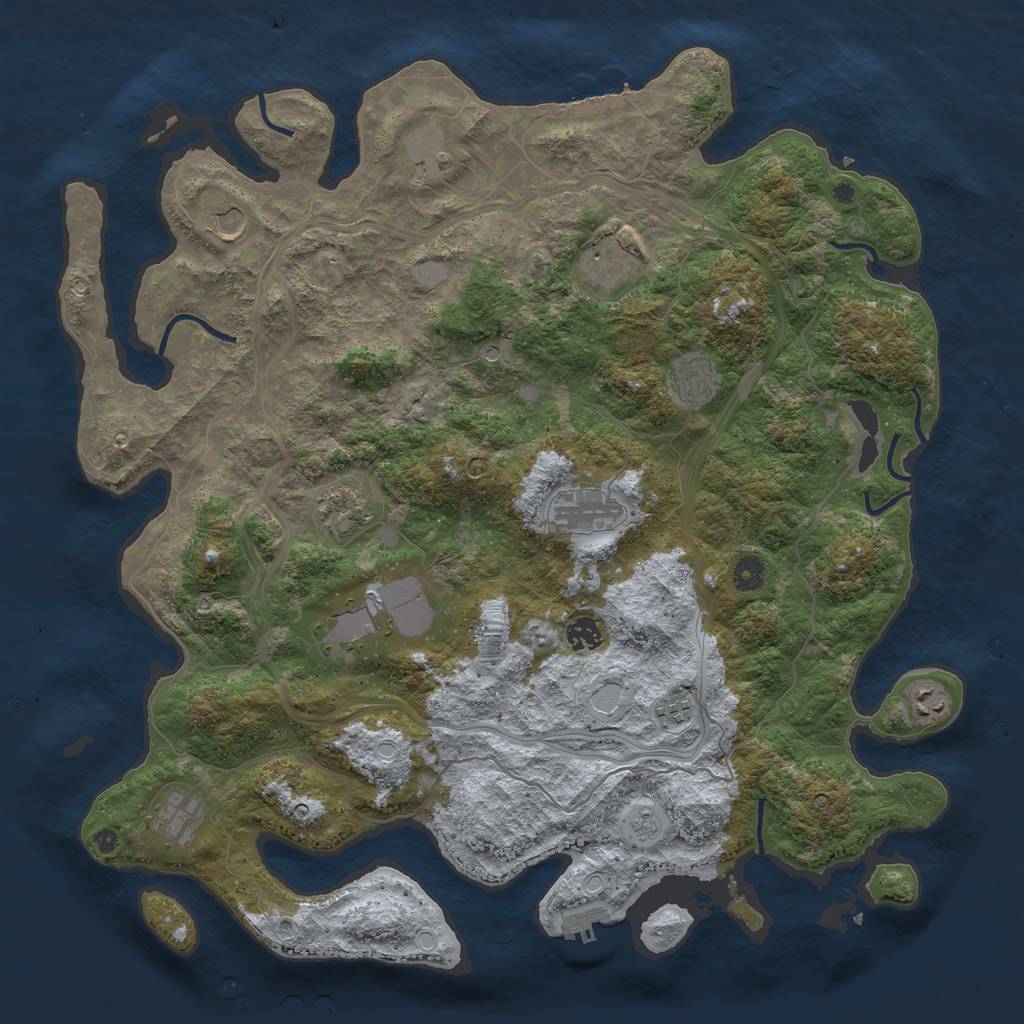 Rust Map: Procedural Map, Size: 4500, Seed: 19712001, 18 Monuments