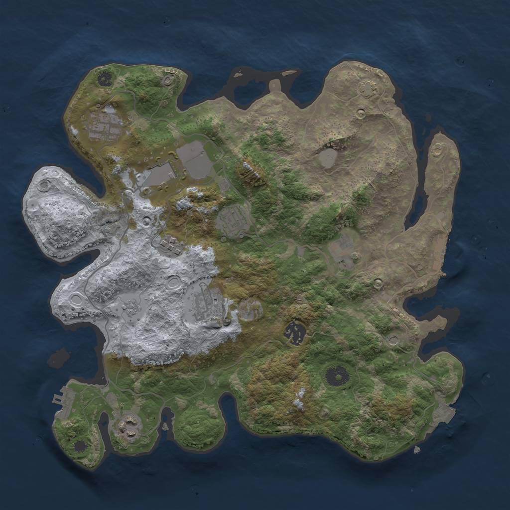 Rust Map: Procedural Map, Size: 3500, Seed: 119, 16 Monuments