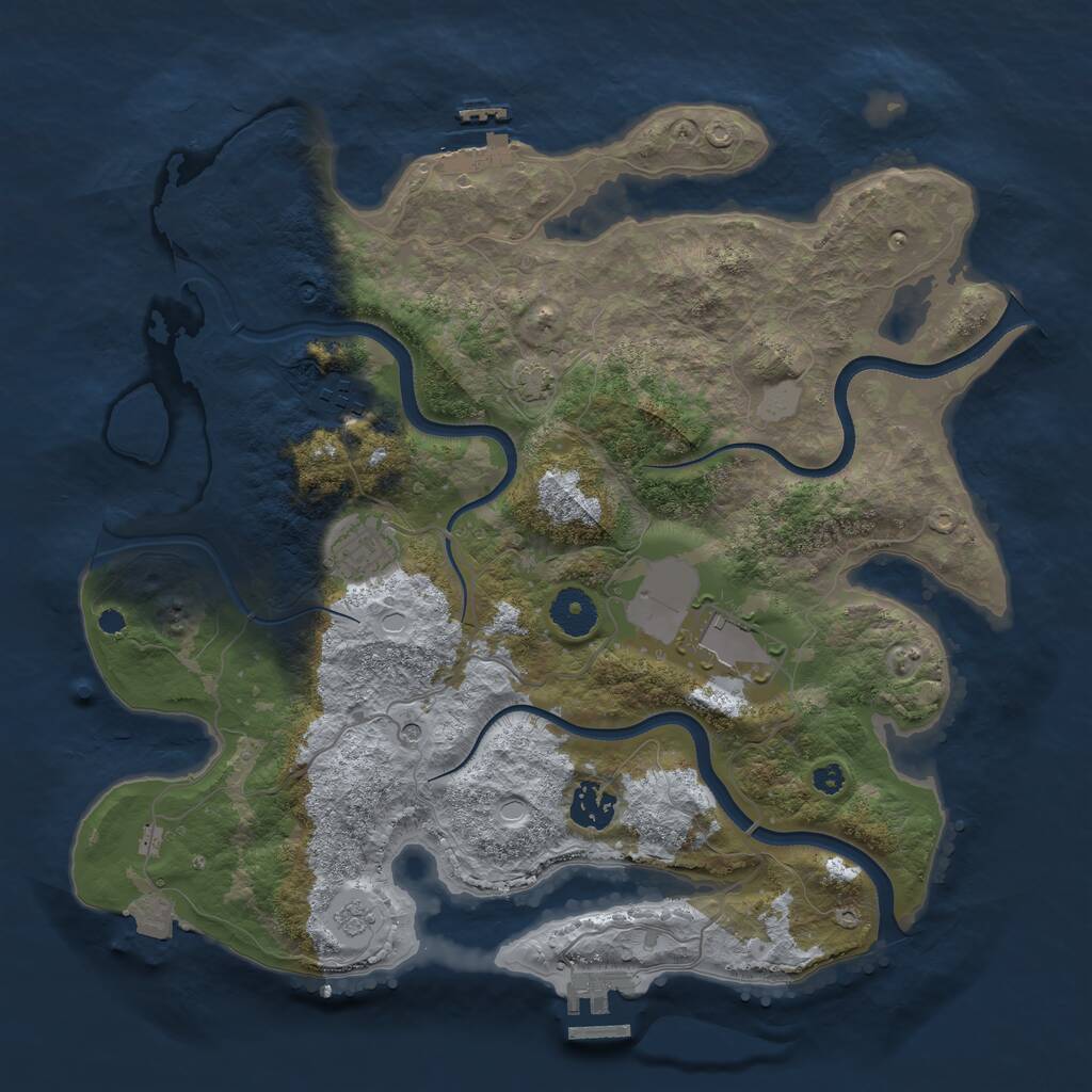Rust Map: Procedural Map, Size: 3550, Seed: 742097, 10 Monuments