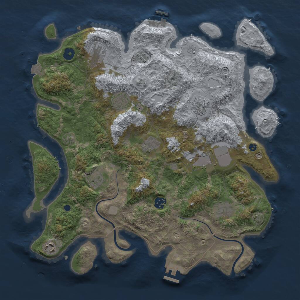 Rust Map: Procedural Map, Size: 3850, Seed: 665603640, 16 Monuments