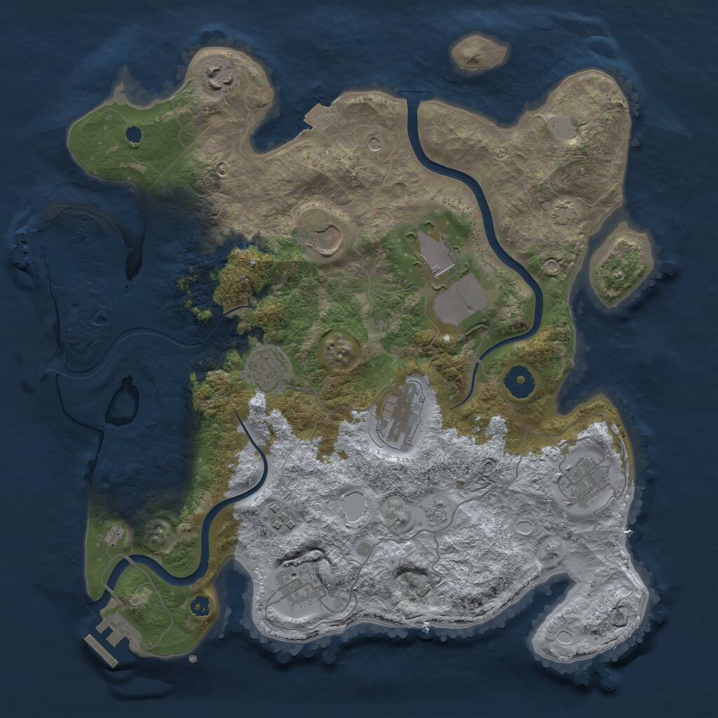 Rust Map: Procedural Map, Size: 3550, Seed: 105308, 14 Monuments