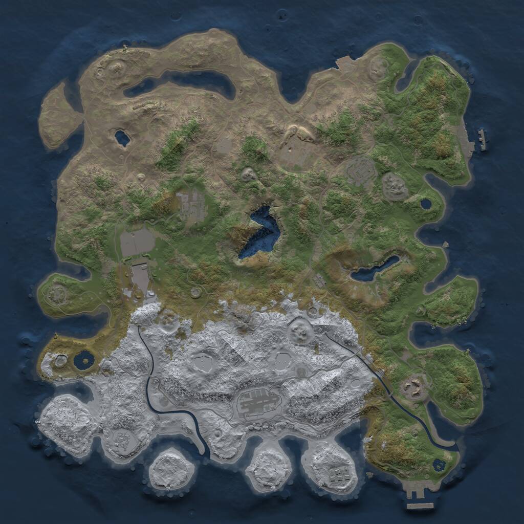 Rust Map: Procedural Map, Size: 4000, Seed: 309716, 13 Monuments