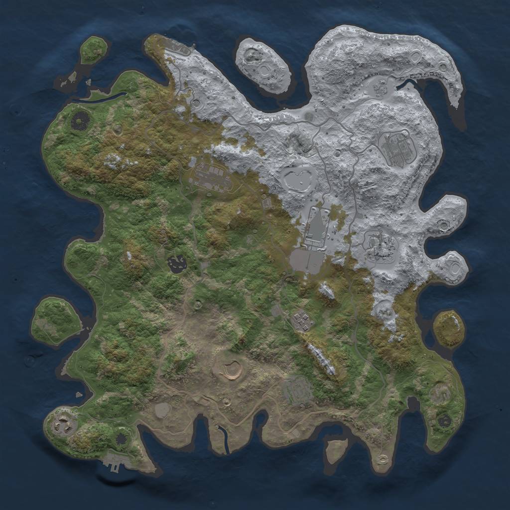 Rust Map: Procedural Map, Size: 4000, Seed: 417627, 16 Monuments