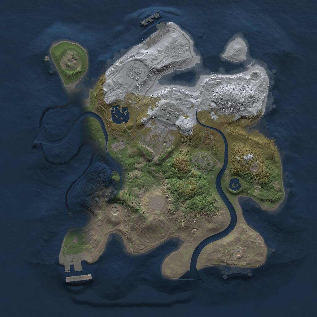 Rust Map: Procedural Map, Size: 2500, Seed: 1534257467, 9 Monuments