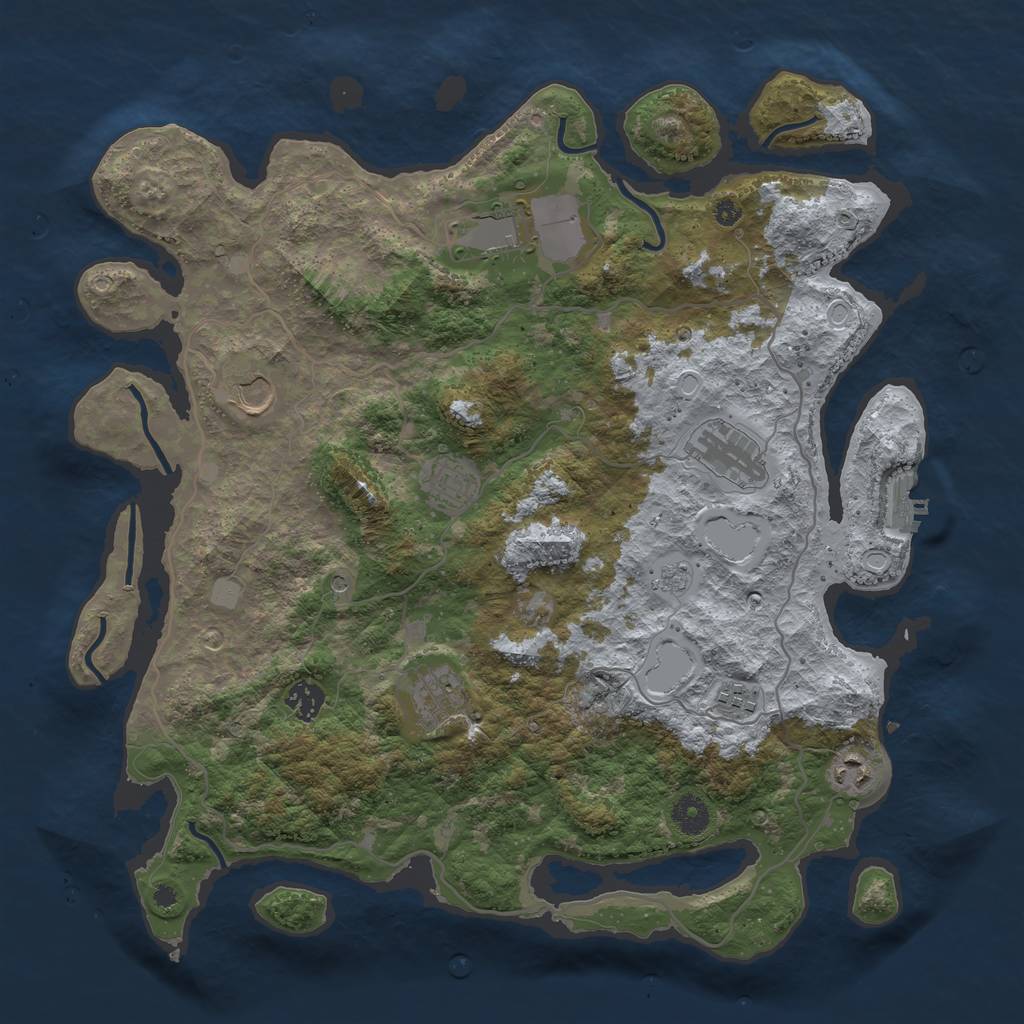 Rust Map: Procedural Map, Size: 4000, Seed: 421222352, 14 Monuments