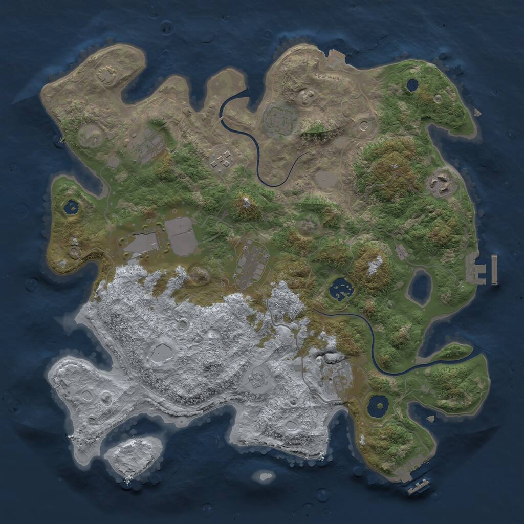 Rust Map: Procedural Map, Size: 3550, Seed: 303215, 14 Monuments