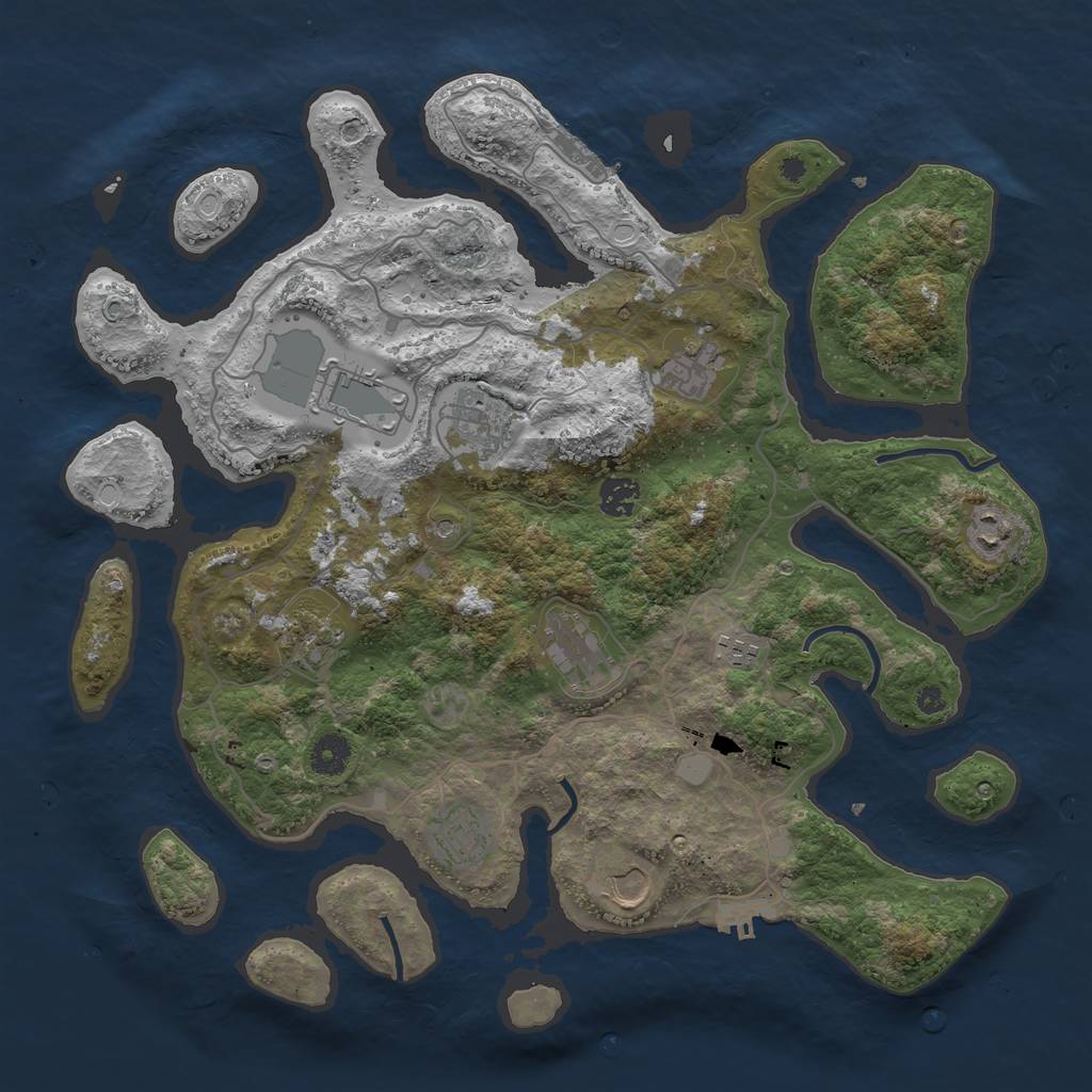 Rust Map: Procedural Map, Size: 4000, Seed: 11843, 18 Monuments