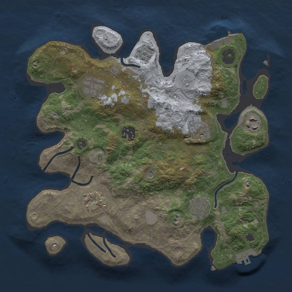 Rust Map: Procedural Map, Size: 3000, Seed: 661937, 14 Monuments