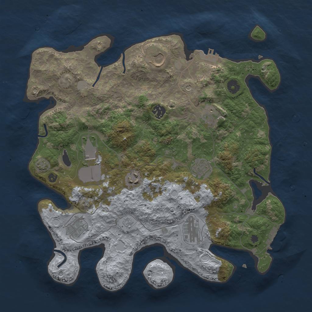Rust Map: Procedural Map, Size: 3550, Seed: 146604, 16 Monuments