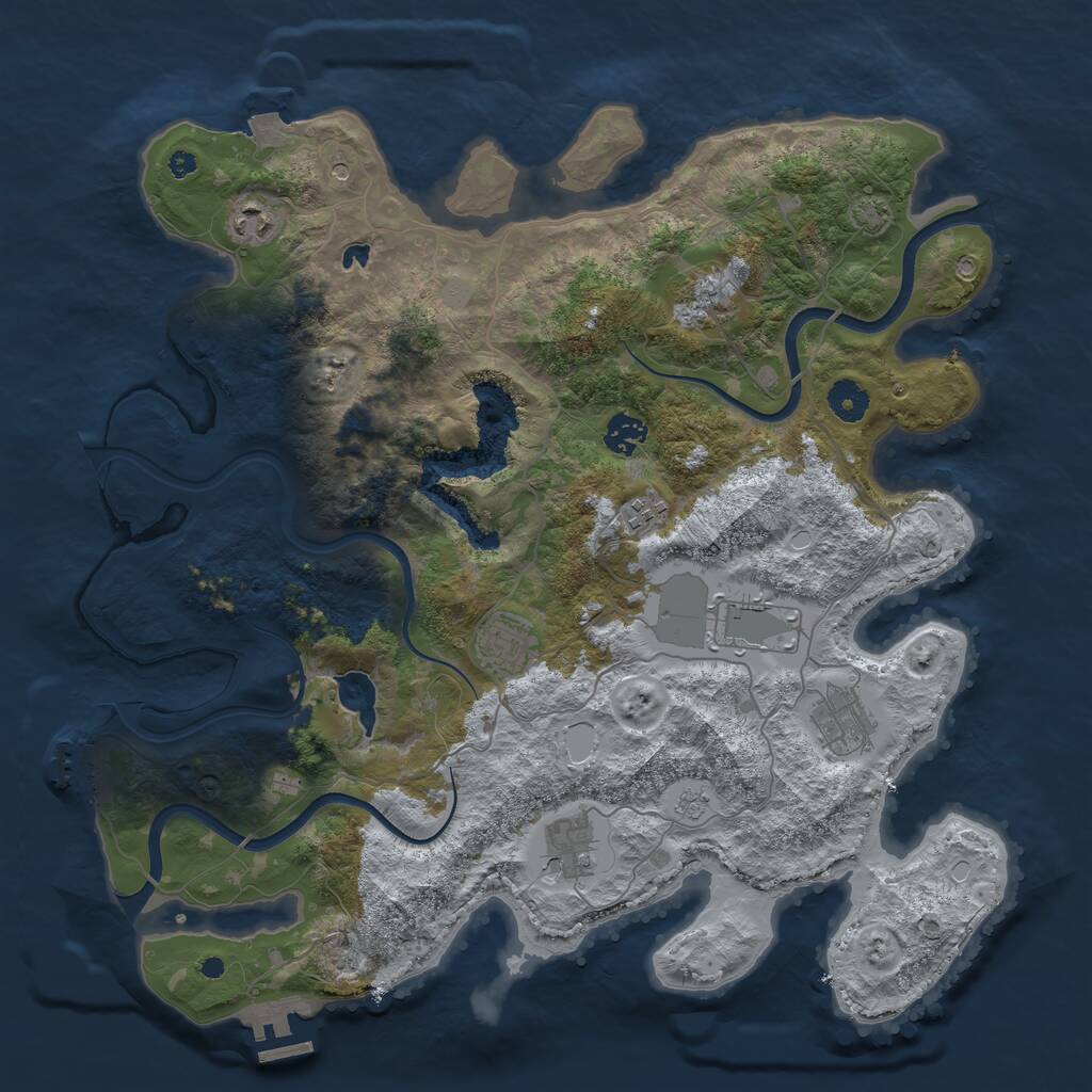 Rust Map: Procedural Map, Size: 4000, Seed: 134037, 14 Monuments
