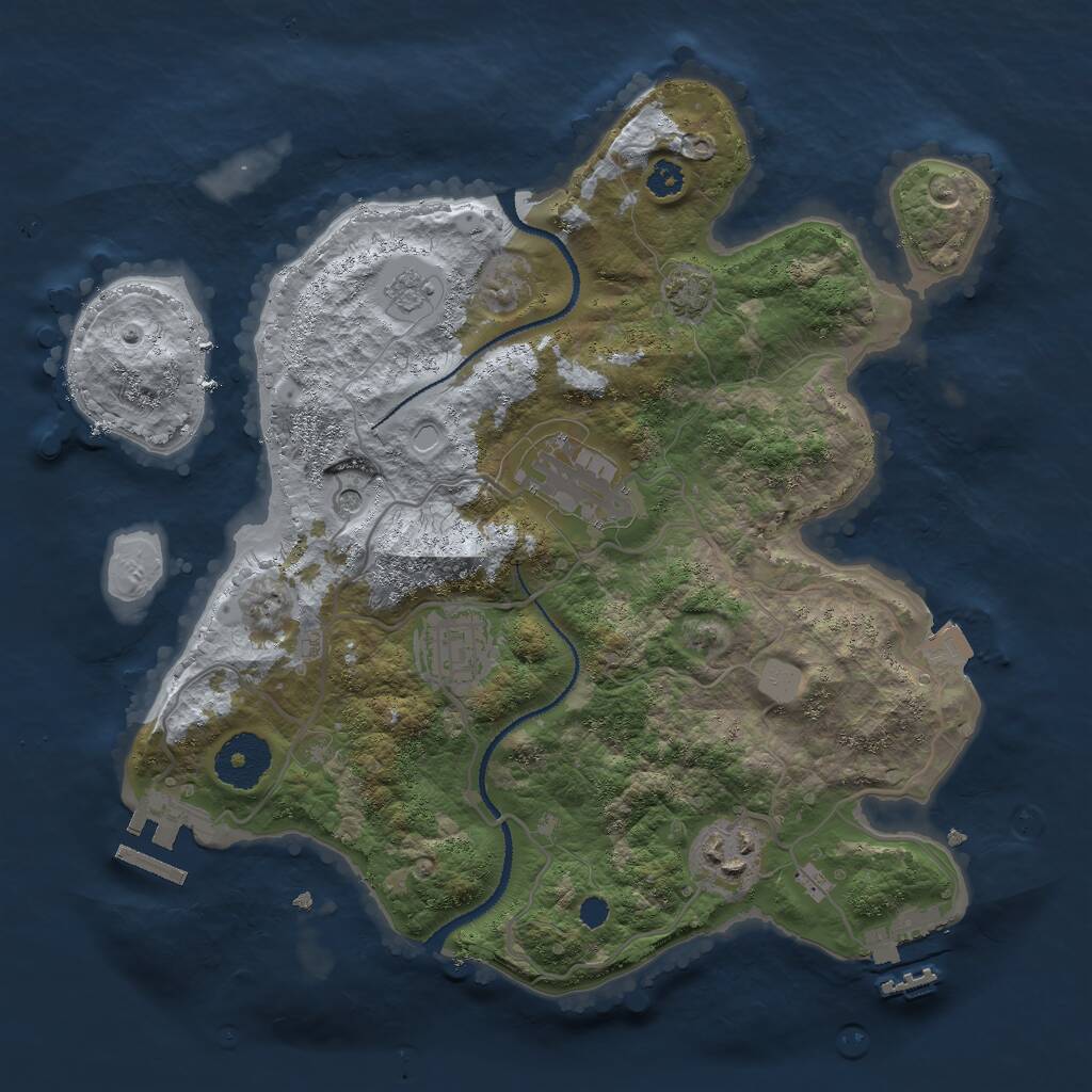 Rust Map: Procedural Map, Size: 3000, Seed: 5757334, 9 Monuments