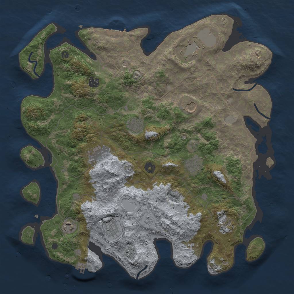 Rust Map: Procedural Map, Size: 4000, Seed: 72261, 17 Monuments