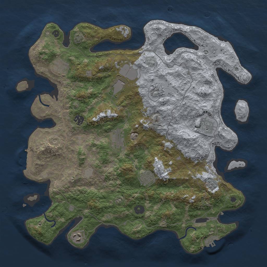 Rust Map: Procedural Map, Size: 4000, Seed: 2087839748, 17 Monuments