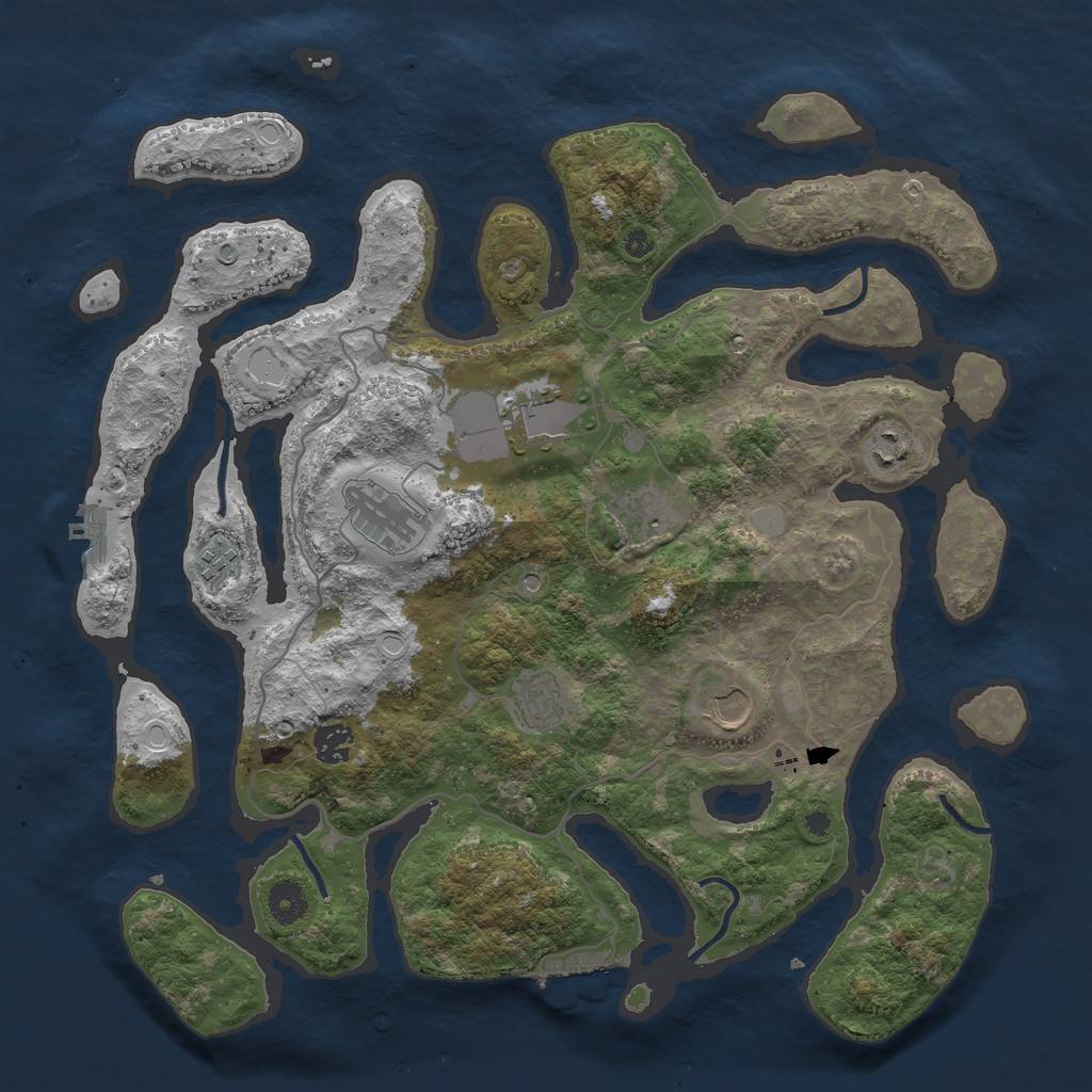 Rust Map: Procedural Map, Size: 4000, Seed: 144664, 16 Monuments