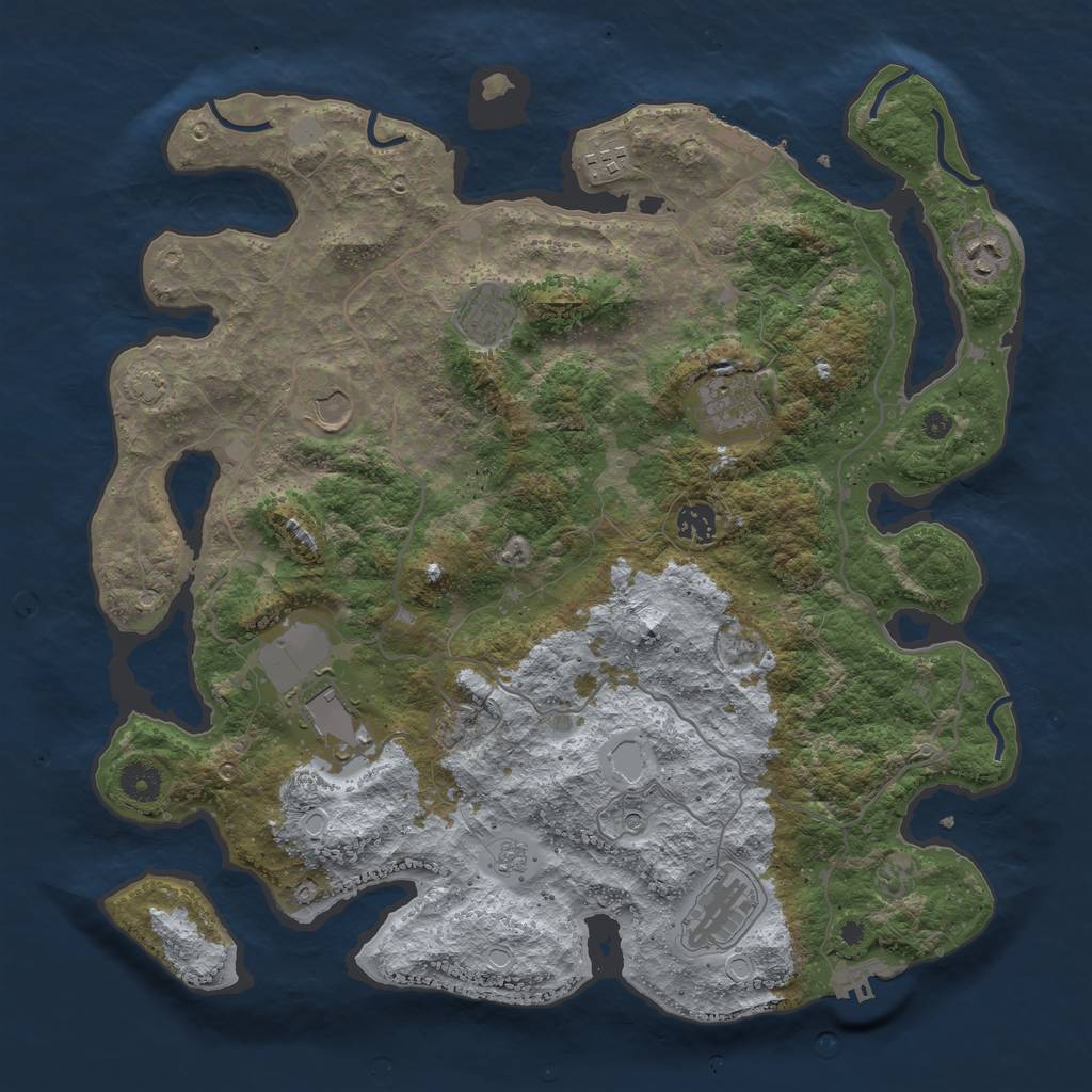 Rust Map: Procedural Map, Size: 4000, Seed: 20709423, 16 Monuments
