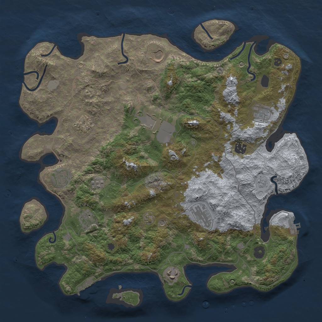 Rust Map: Procedural Map, Size: 4000, Seed: 45081212, 17 Monuments