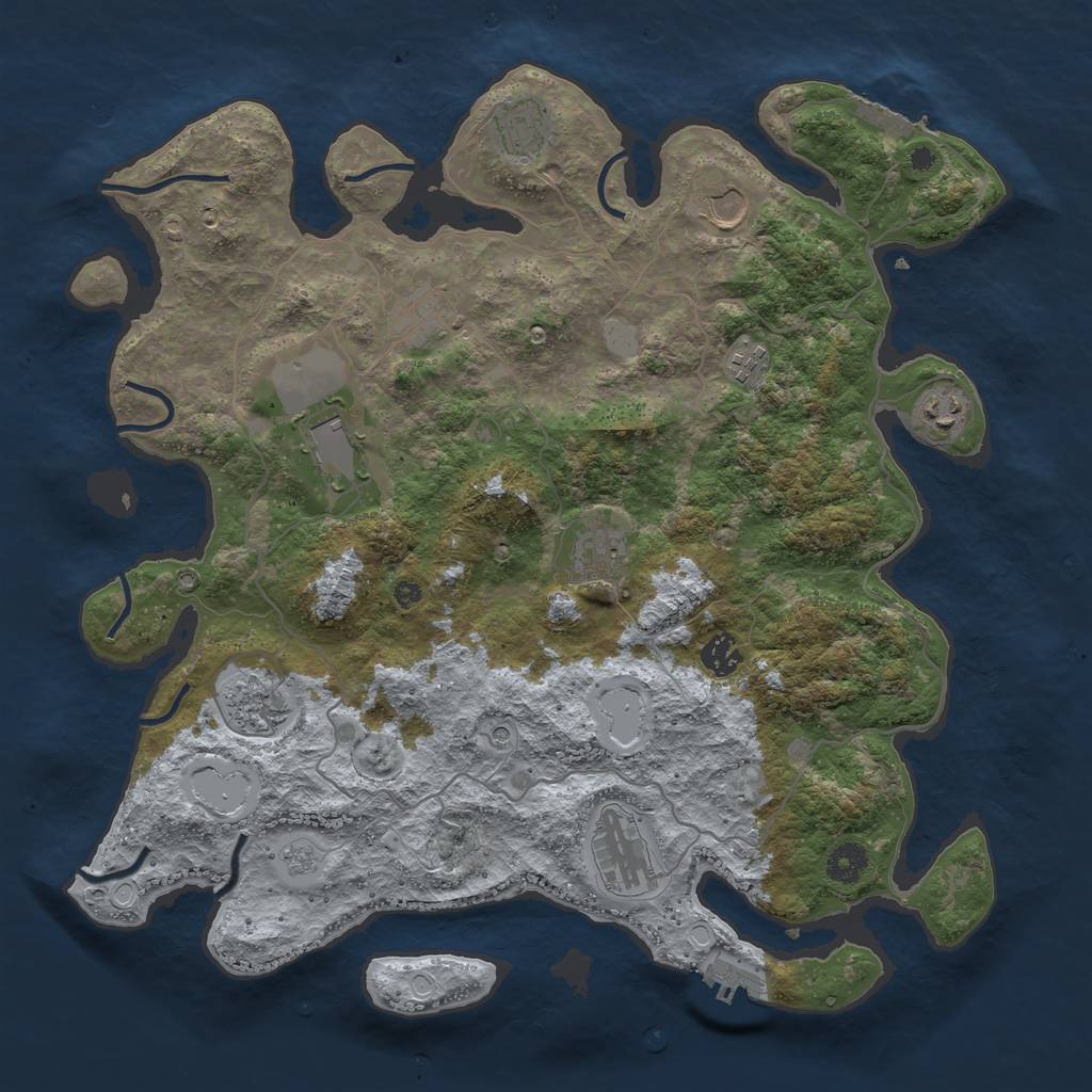 Rust Map: Procedural Map, Size: 4000, Seed: 938248, 17 Monuments