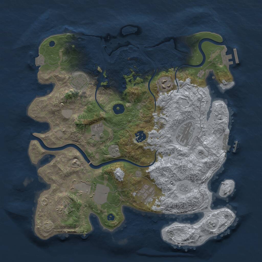 Rust Map: Procedural Map, Size: 3550, Seed: 225227, 15 Monuments