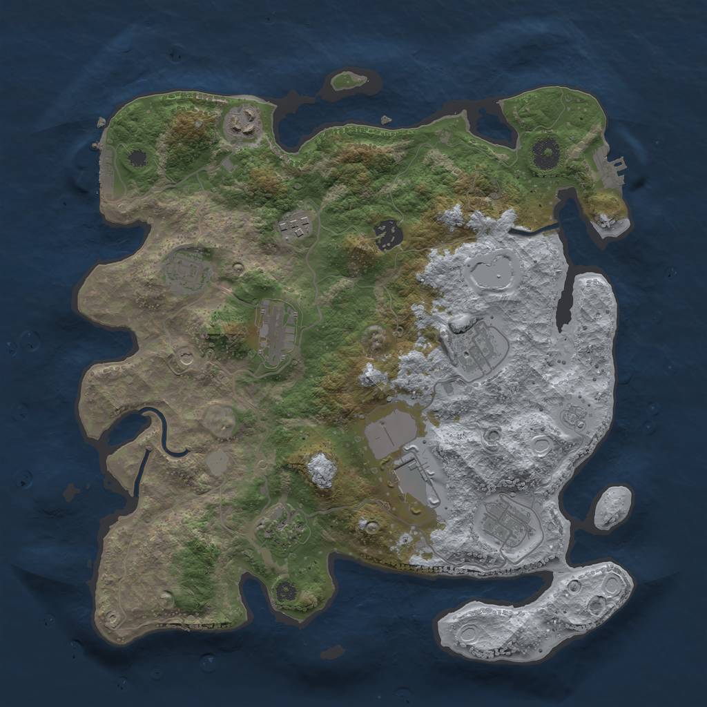 Rust Map: Procedural Map, Size: 3550, Seed: 225227, 16 Monuments