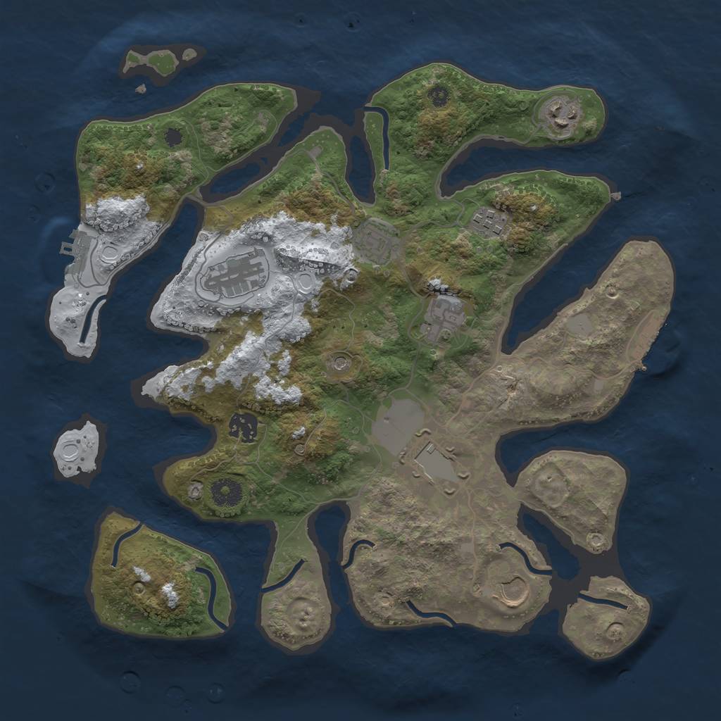 Rust Map: Procedural Map, Size: 3550, Seed: 964971, 16 Monuments