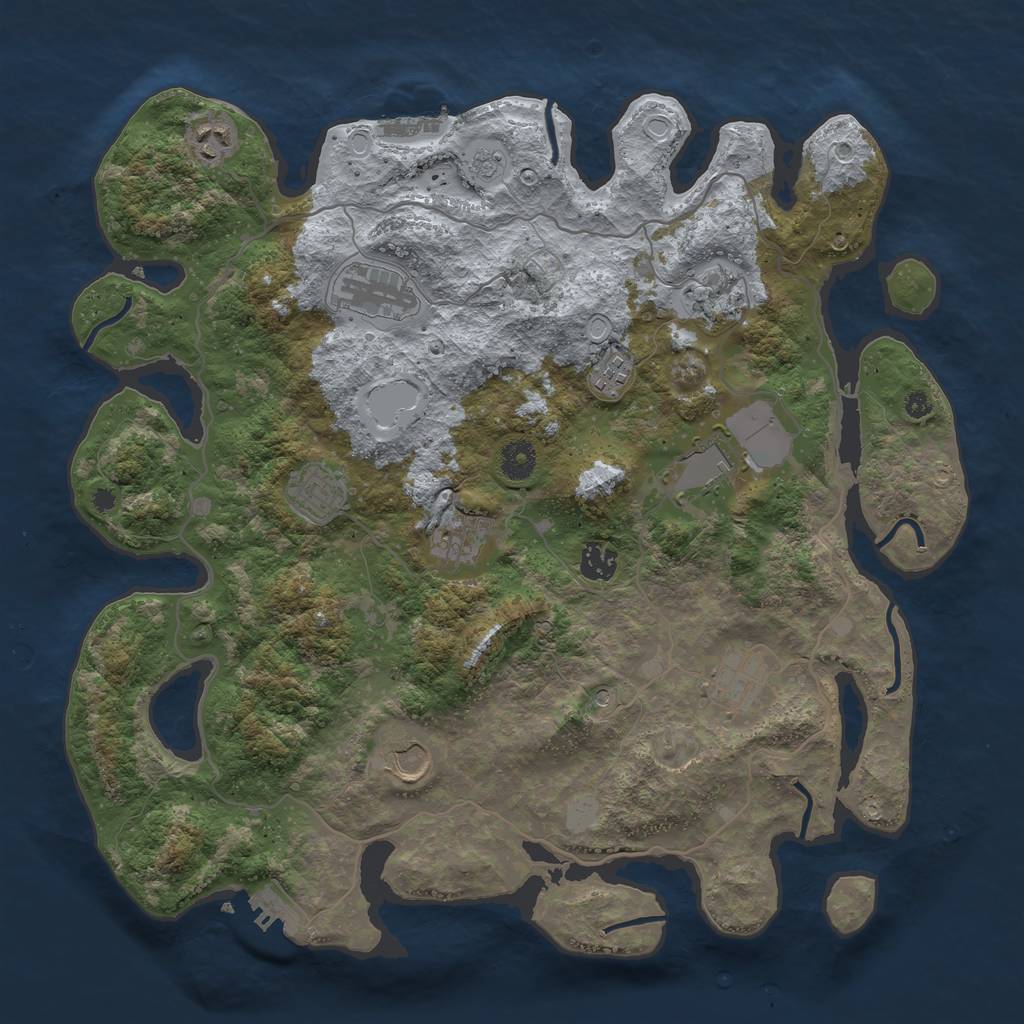 Rust Map: Procedural Map, Size: 4000, Seed: 86978869, 17 Monuments