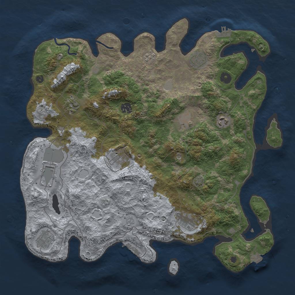 Rust Map: Procedural Map, Size: 4000, Seed: 543491, 18 Monuments