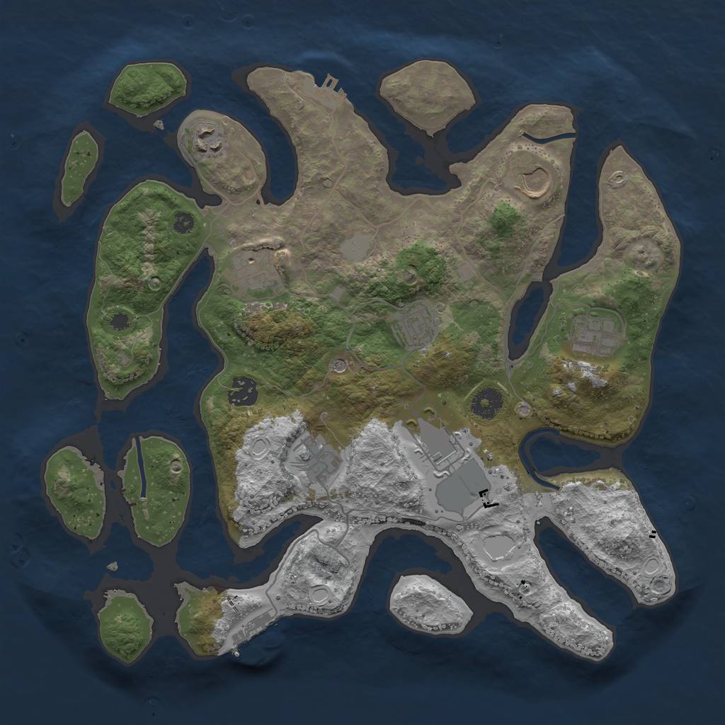 Rust Map: Procedural Map, Size: 3550, Seed: 890224, 16 Monuments