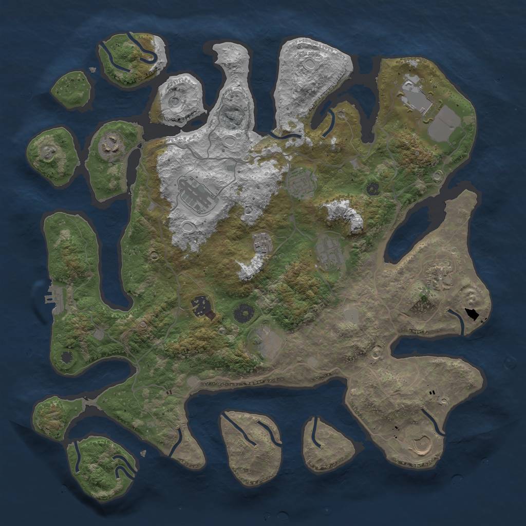 Rust Map: Procedural Map, Size: 4000, Seed: 21321, 17 Monuments