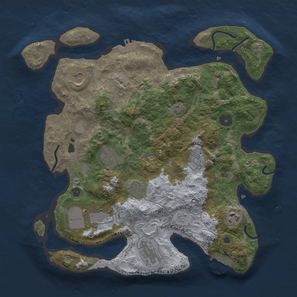 Rust Map: Procedural Map, Size: 3500, Seed: 6718395, 15 Monuments