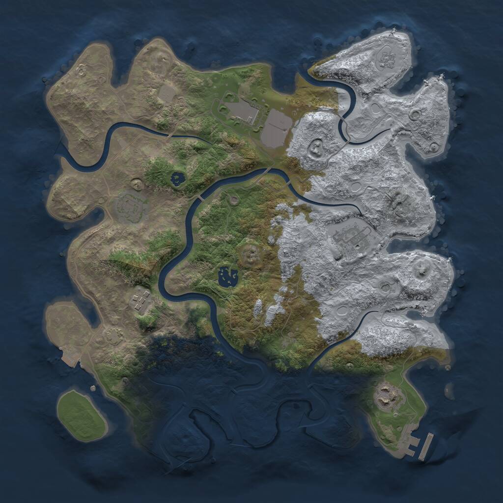 Rust Map: Procedural Map, Size: 3550, Seed: 576098, 11 Monuments