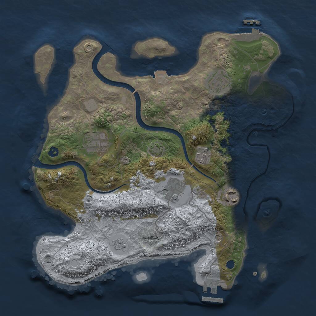 Rust Map: Procedural Map, Size: 3000, Seed: 1658765721, 11 Monuments