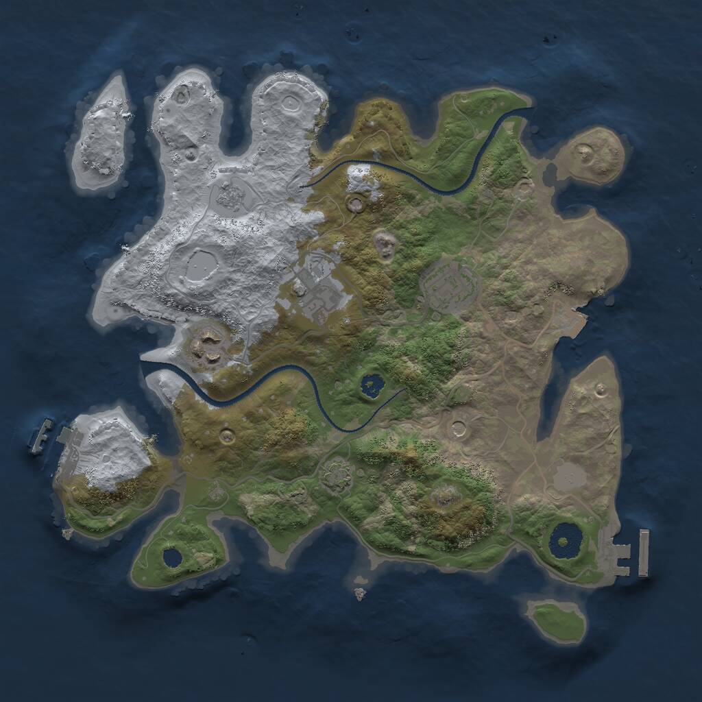 Rust Map: Procedural Map, Size: 3000, Seed: 762008, 9 Monuments