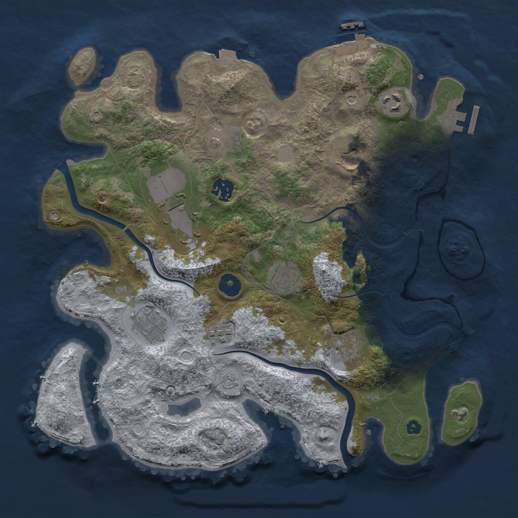 Rust Map: Procedural Map, Size: 3550, Seed: 757079, 15 Monuments
