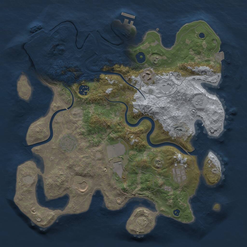 Rust Map: Procedural Map, Size: 3550, Seed: 897873, 12 Monuments