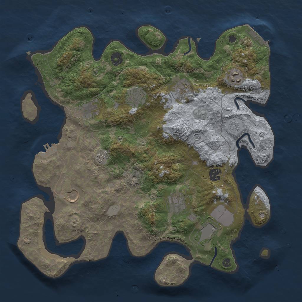 Rust Map: Procedural Map, Size: 3550, Seed: 897873, 16 Monuments