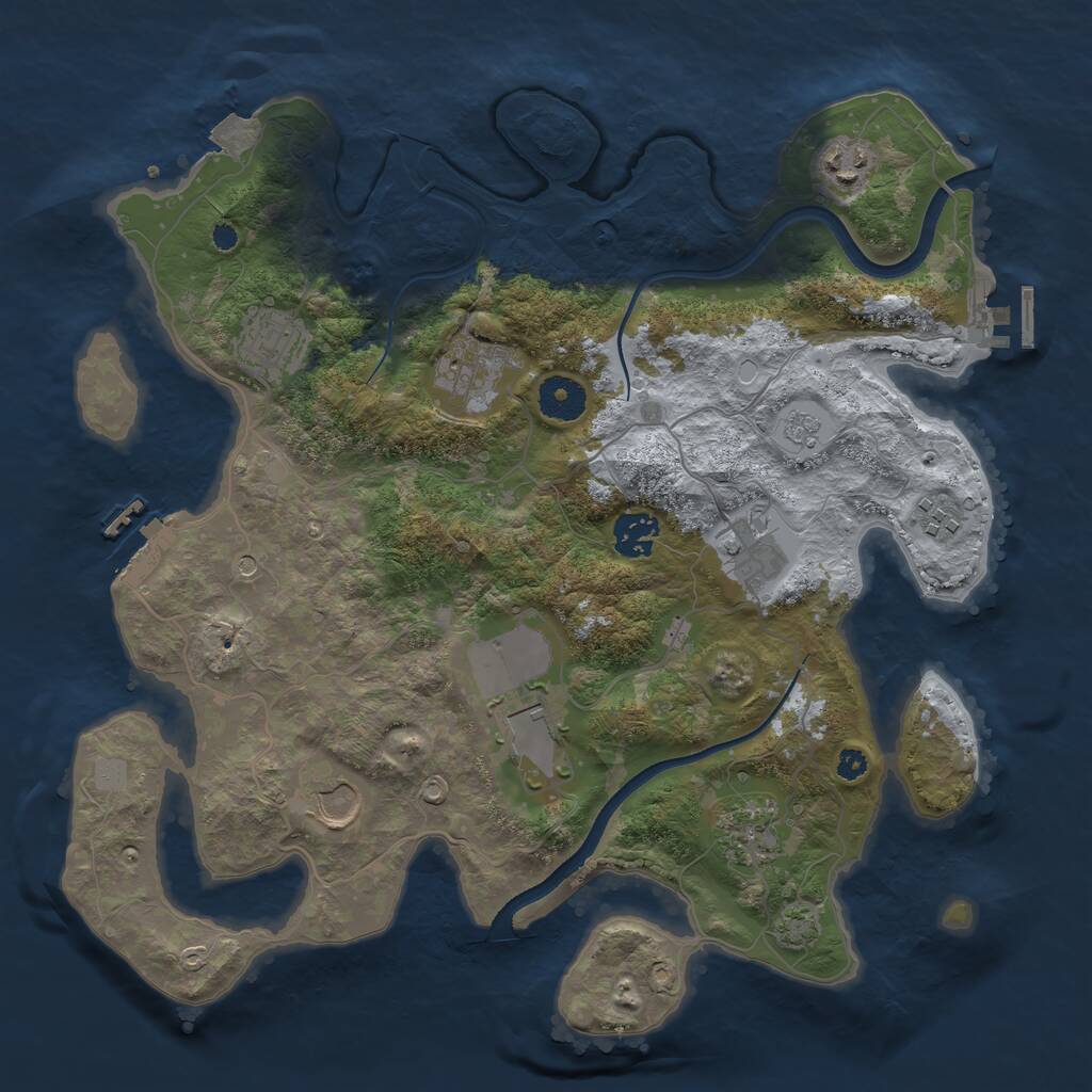 Rust Map: Procedural Map, Size: 3550, Seed: 897873, 15 Monuments