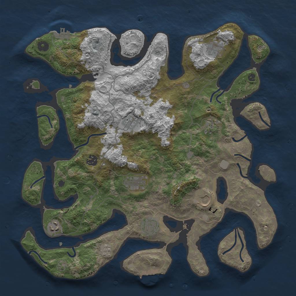 Rust Map: Procedural Map, Size: 4000, Seed: 983784379, 17 Monuments