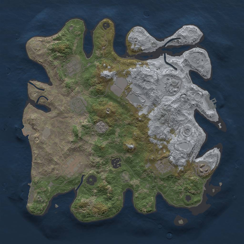 Rust Map: Procedural Map, Size: 3500, Seed: 5525, 17 Monuments