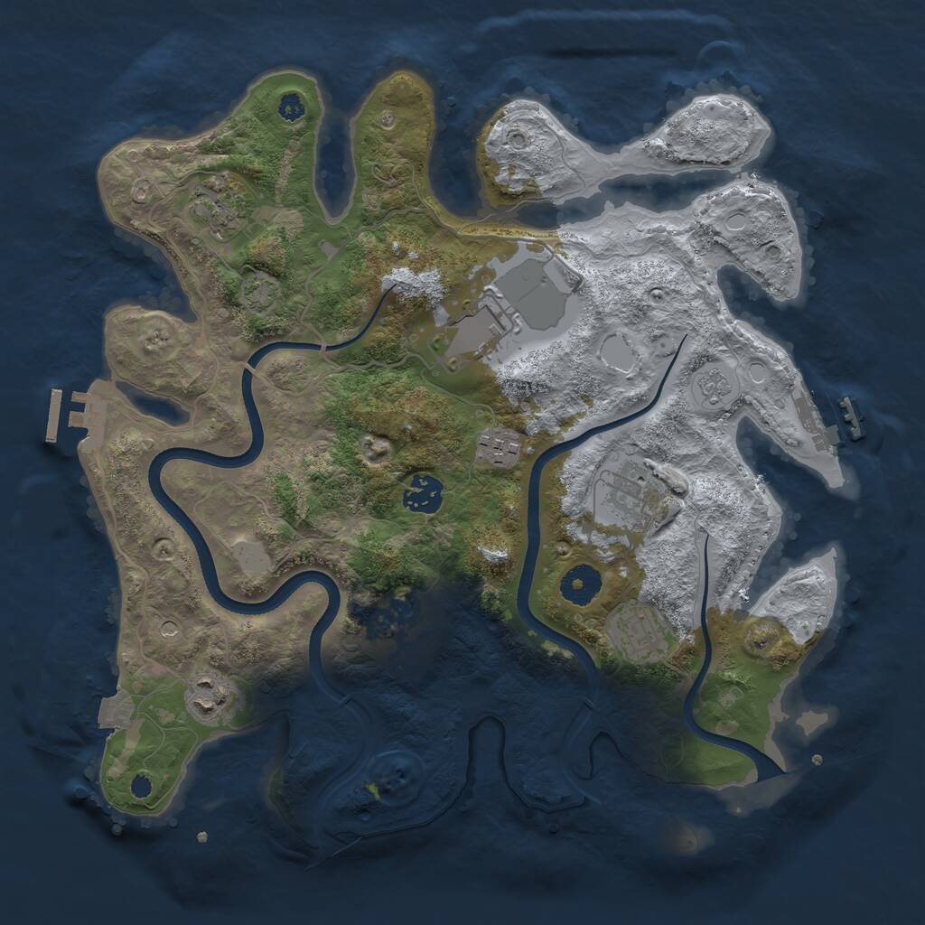 Rust Map: Procedural Map, Size: 3500, Seed: 5525, 14 Monuments