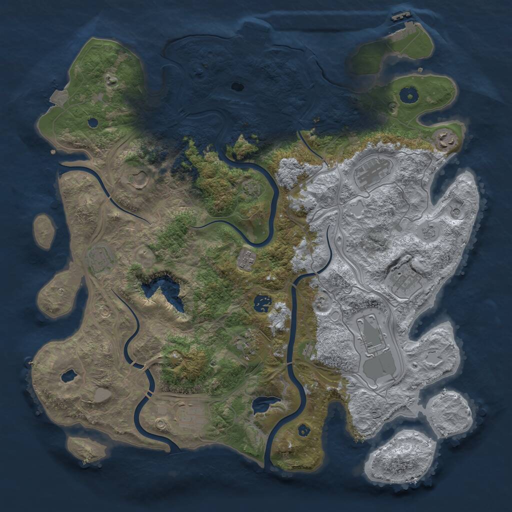 Rust Map: Procedural Map, Size: 4250, Seed: 530053306, 16 Monuments