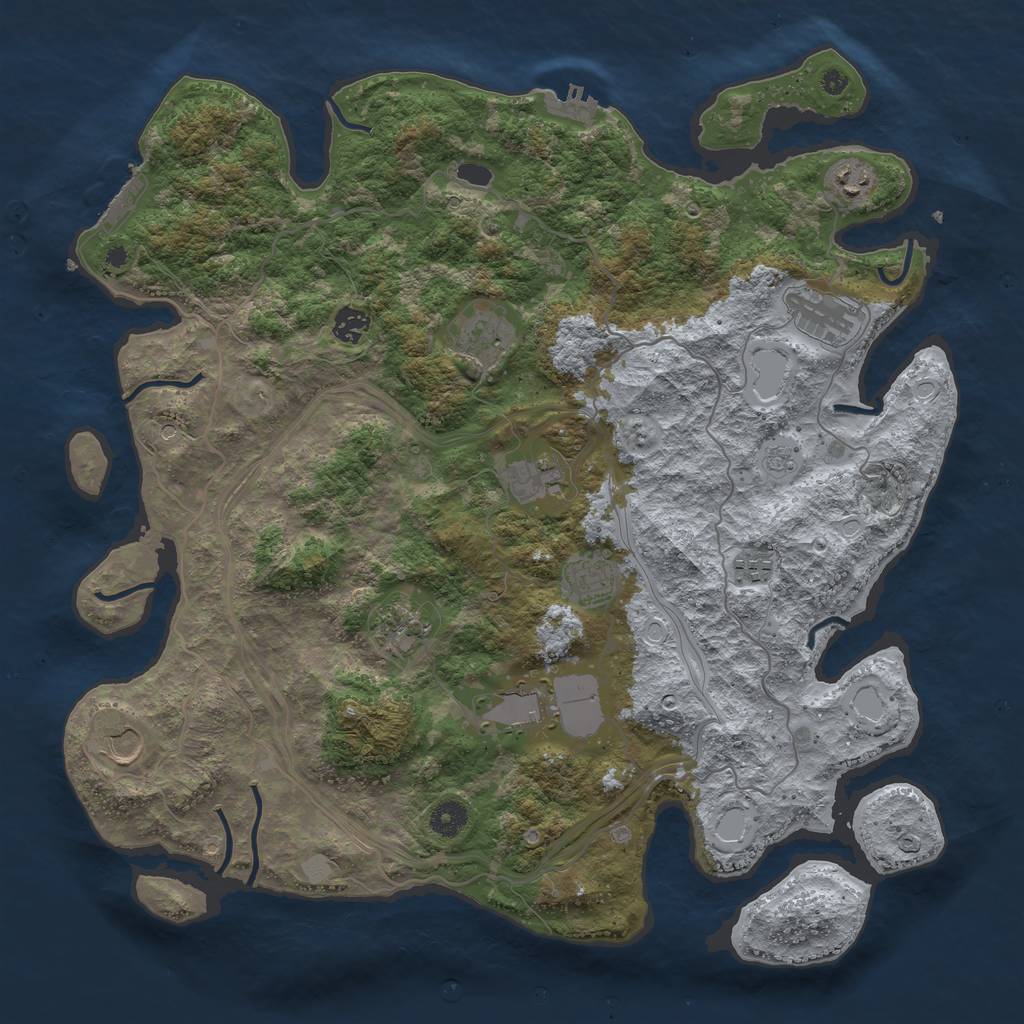 Rust Map: Procedural Map, Size: 4250, Seed: 530053306, 17 Monuments