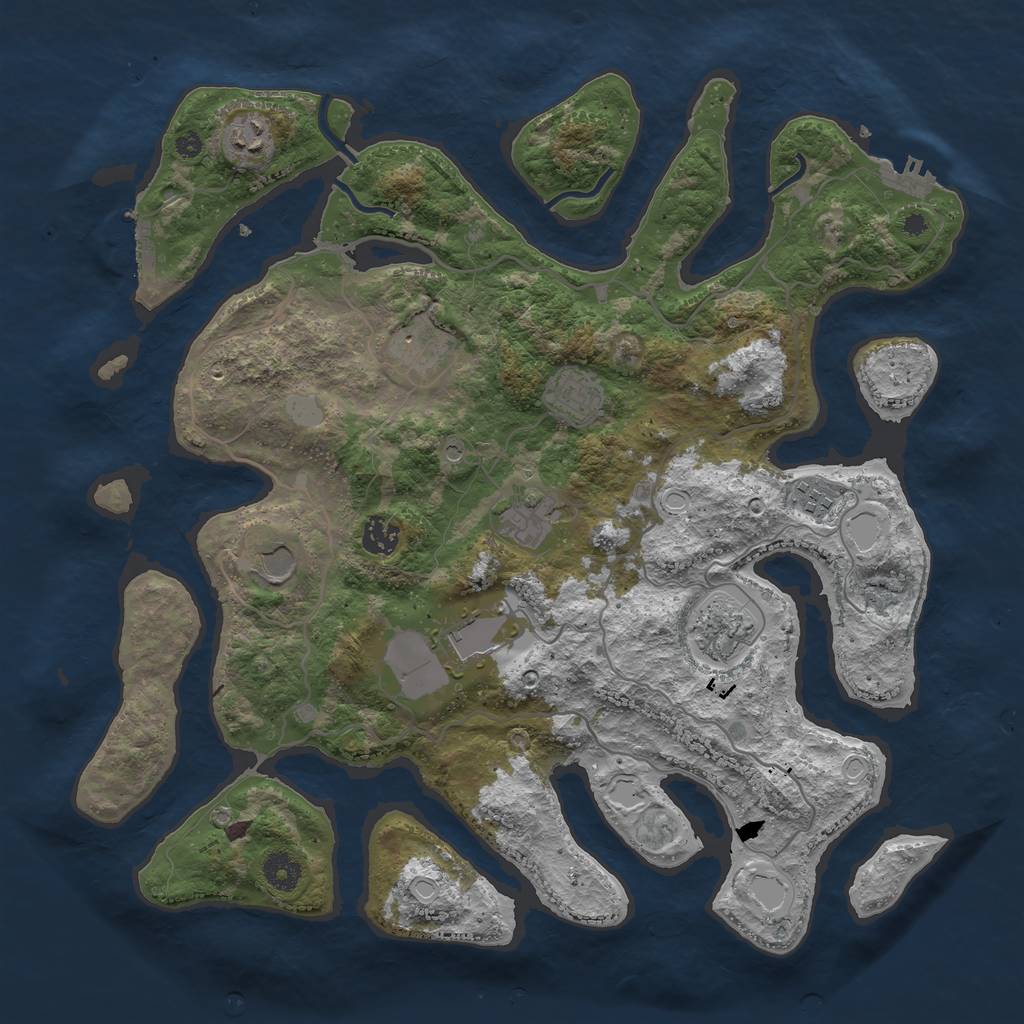 Rust Map: Procedural Map, Size: 4000, Seed: 79447, 17 Monuments