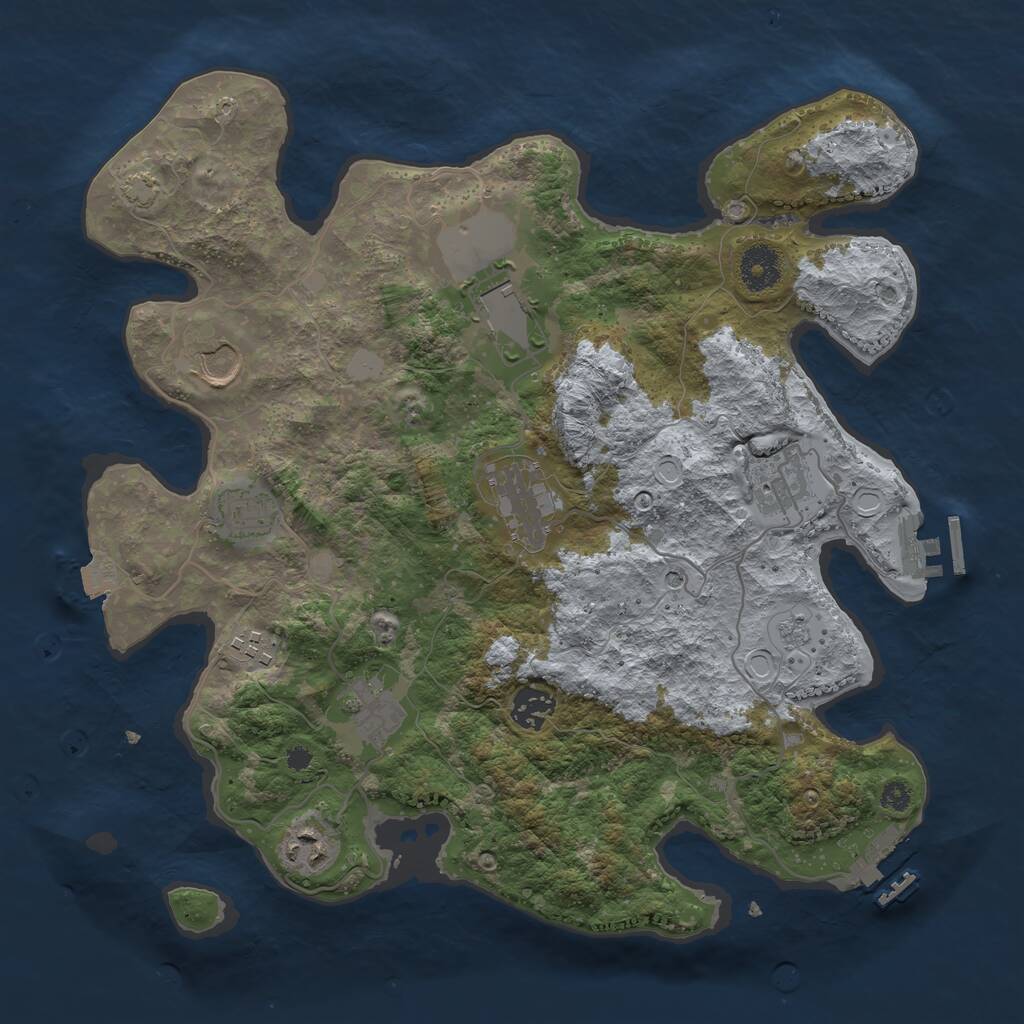 Rust Map: Procedural Map, Size: 3550, Seed: 614562, 15 Monuments