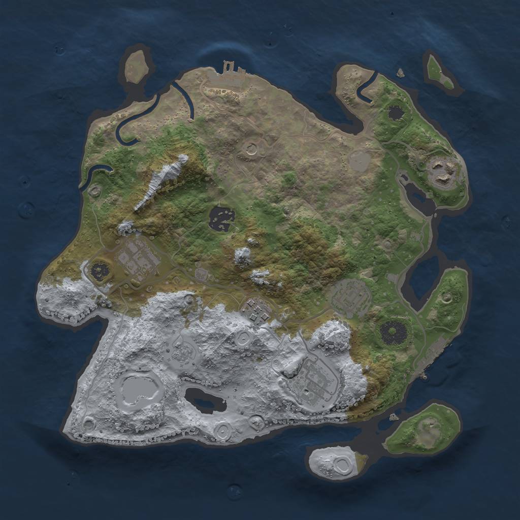 Rust Map: Procedural Map, Size: 3000, Seed: 2054258127, 13 Monuments