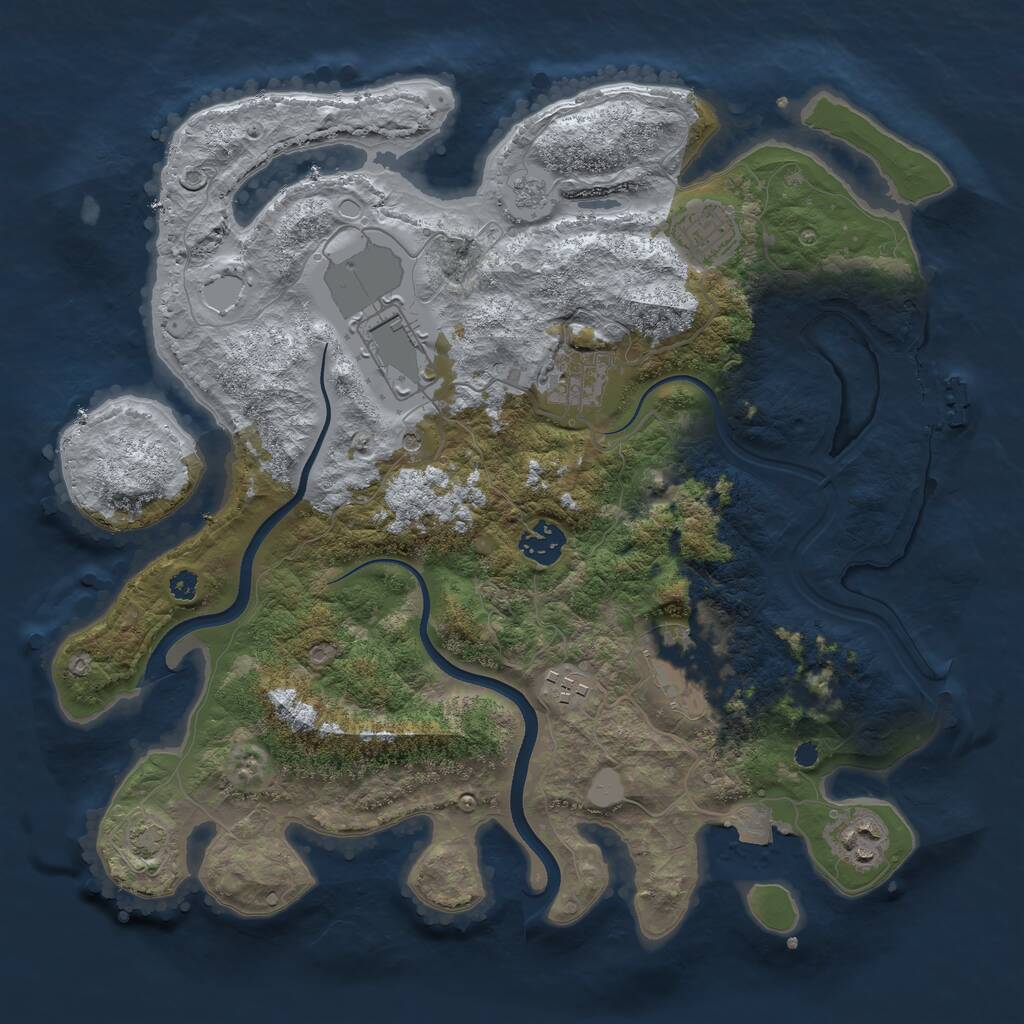 Rust Map: Procedural Map, Size: 3550, Seed: 355318, 12 Monuments