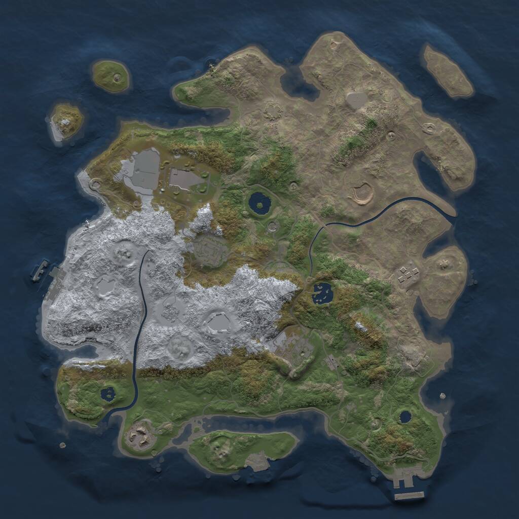 Rust Map: Procedural Map, Size: 3550, Seed: 877890, 13 Monuments